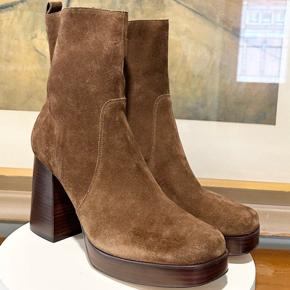 🌸MARC FISHER🌸 Marysa Block Heel Platform Bootie In Brown Size: 11M - Picture 6 of 15